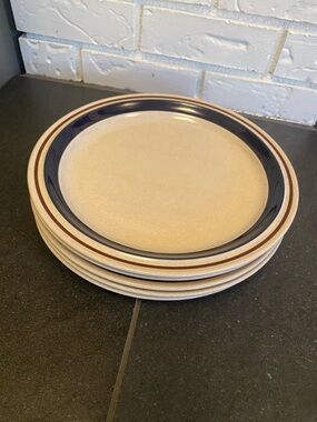 Vintage CHATEAU COBALT BLUE Set of 5~Dinner Plates 10.5” Stoneware Japan